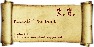 Kacsó Norbert névjegykártya